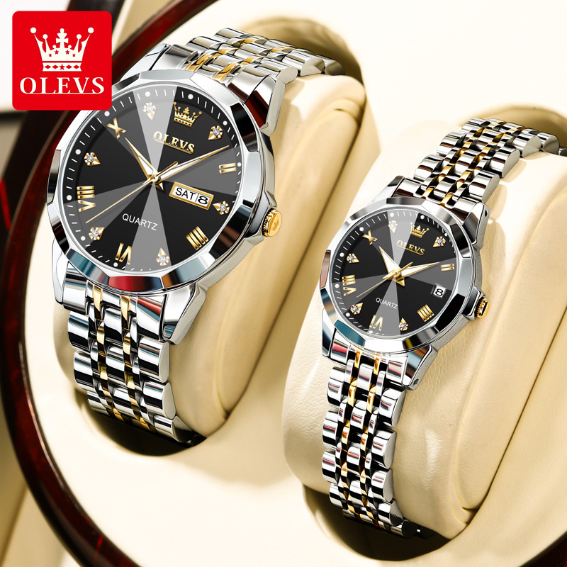 A dropshipping Oris brand watch fashion elegant double calendar waterproof quartz watch couple men and women watches - Image 4
