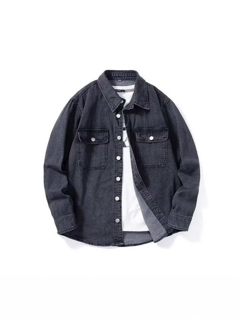 Men's Denim Shirt, Loose Fit, Casual Long-Sleeved Shirt, American Style, New Retro Washed Top/Jacket - Image 19