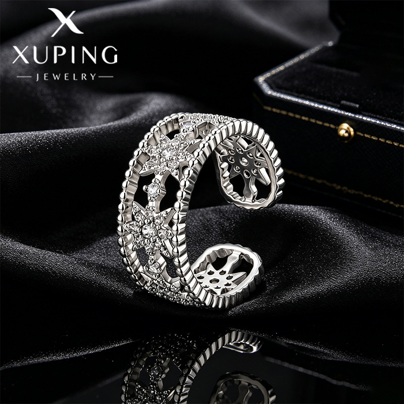 Xuping European and American cross-border niche hollow open ring, sweet and cool personality style fashion eight-pointed star ring jewelry wholesale