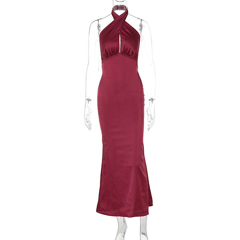 European and American dress 2025 summer new style fashion temperament backless strappy satin sleeveless slim dress skirt - Image 6