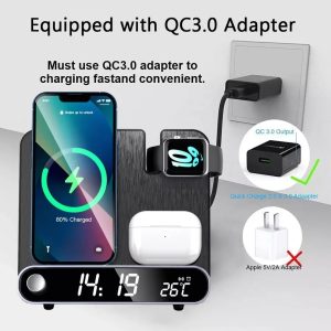 2022 New Multifunctional Clock Wireless Charging Watch Headphones Wireless Charging Thermometer Wireless Charging 15W Wireless Charging