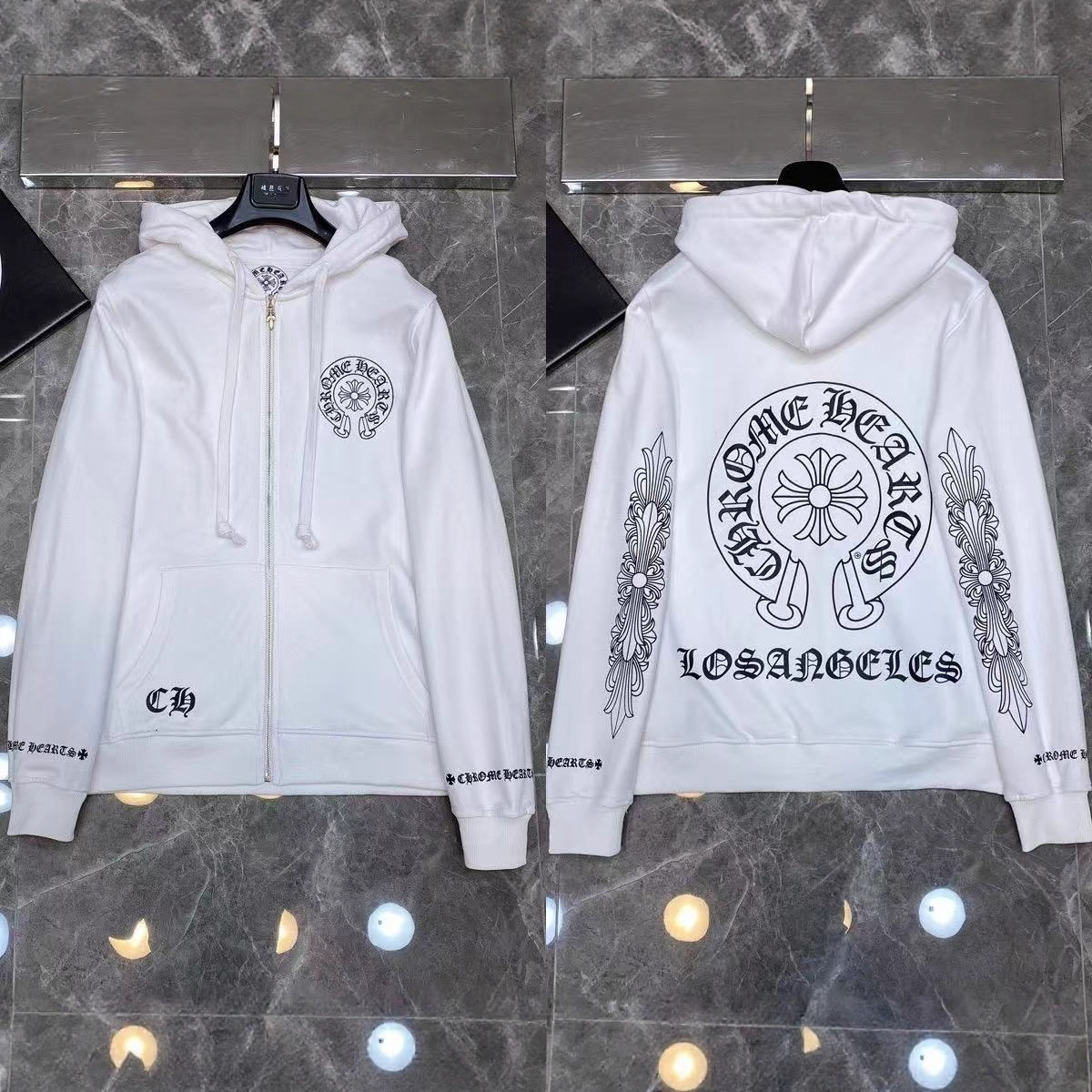2026 New Cross-Border CH Hoodie Cross Horseshoe Couple Zipper Hooded Sweatshirt Jacket Trendy Brand 30/1 - Image 3
