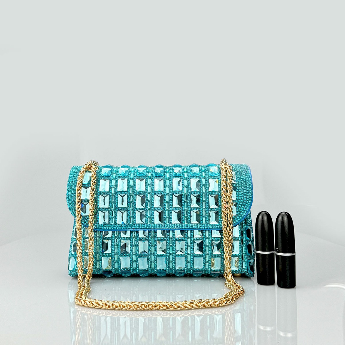 Cross-border new shiny glass evening dress celebrity rhinestone clutch bag underarm hand chain cheongsam bag dinner - Image 4