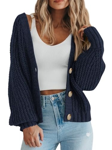 Cross-border women's clothing Amazon autumn/winter V-neck chunky knit cardigan women's lazy style knit sweater factory customization - Image 24