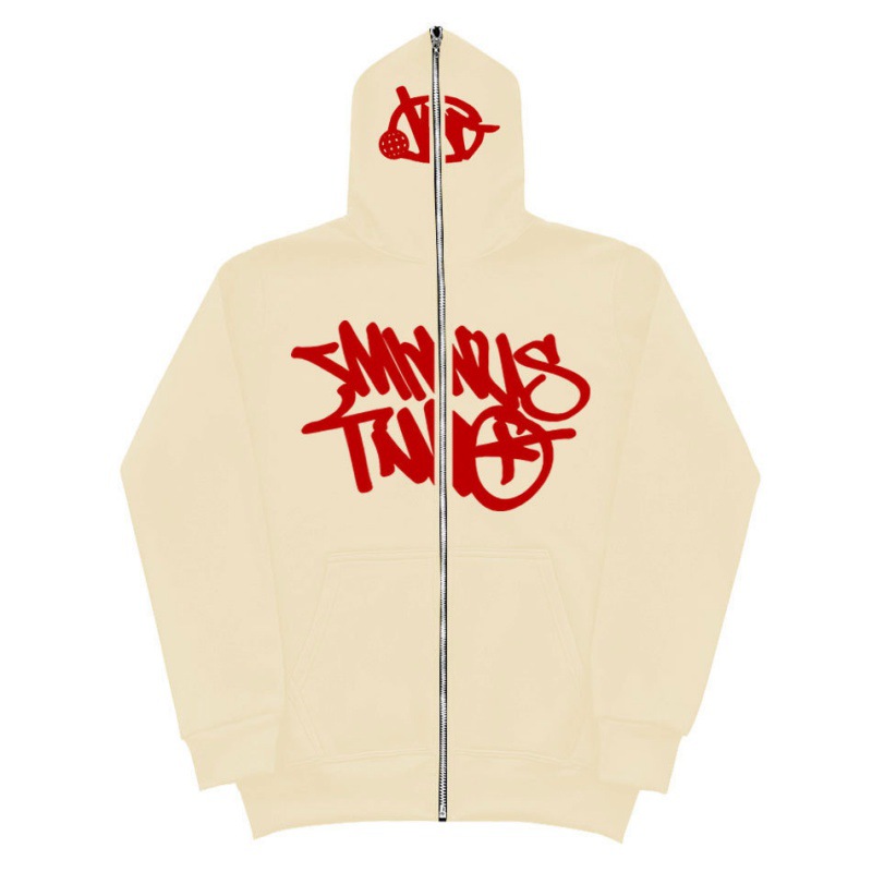 Y2K Unisex Fleece Hooded Sweatshirt Full Zip Plus Size Streetwear Stussy Tour Jacket - Image 17
