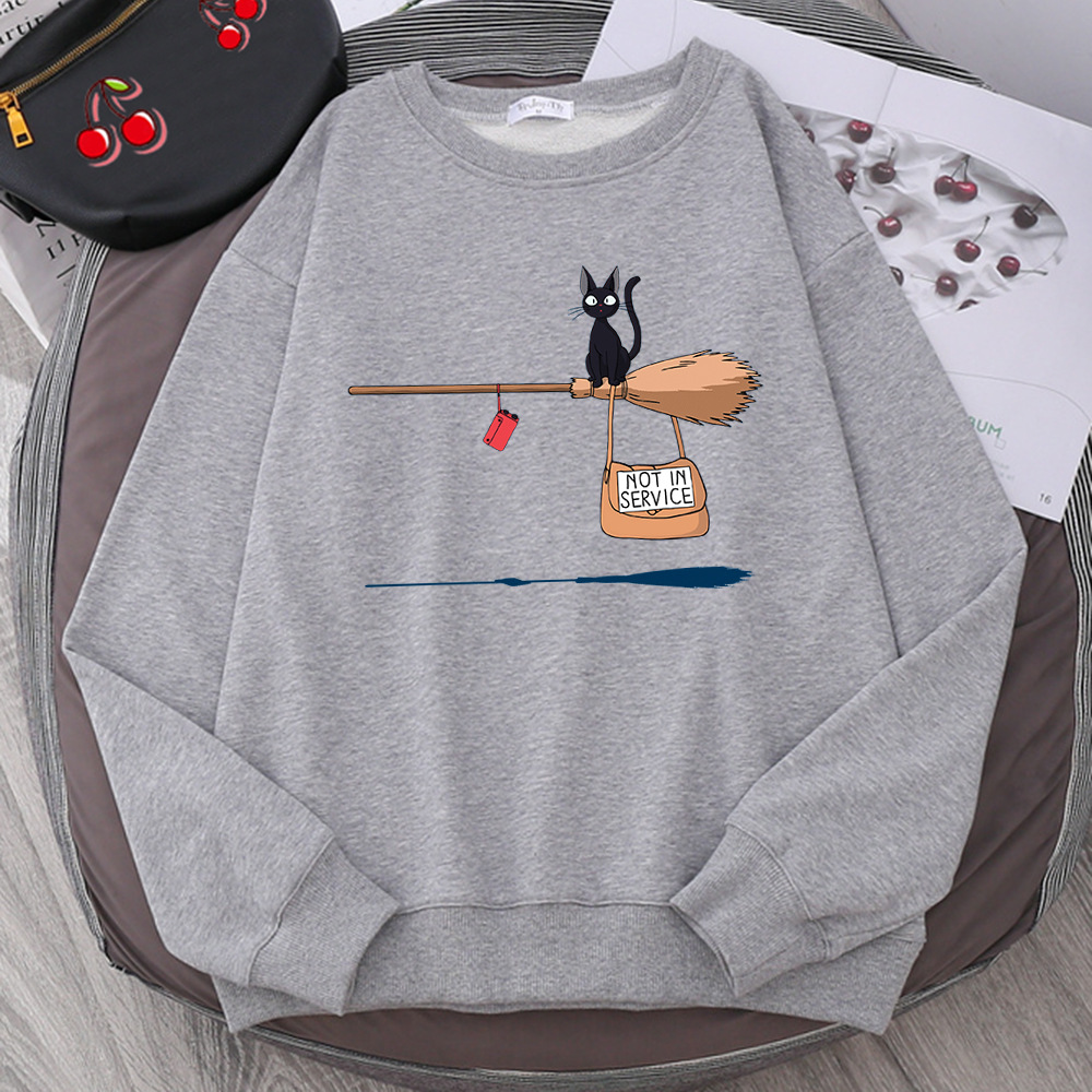 Cross-border autumn and winter girls' clothing cute witch broom kitten plus velvet round neck long-sleeved sweater loose casual jacket - Image 11