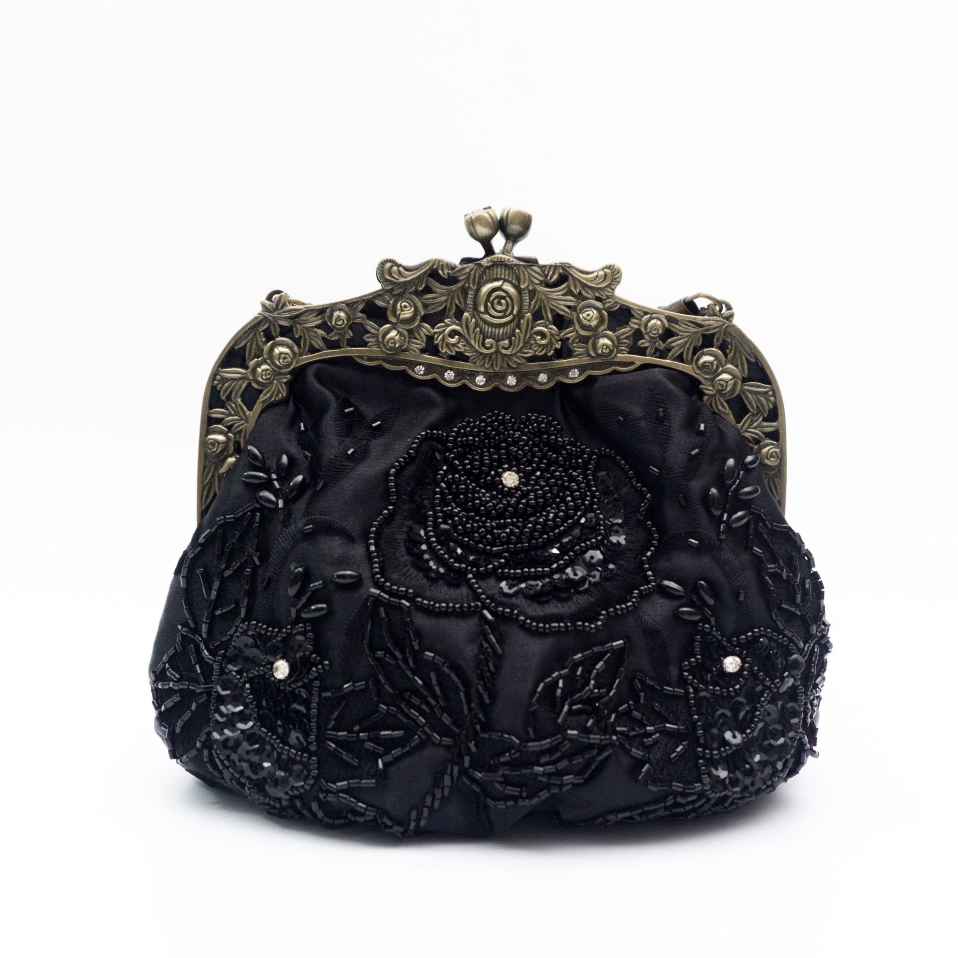 Kaiweili handmade beaded flower evening bag retro old Shanghai cheongsam bag Amazon hot style embroidered mouth gold bag - Image 8
