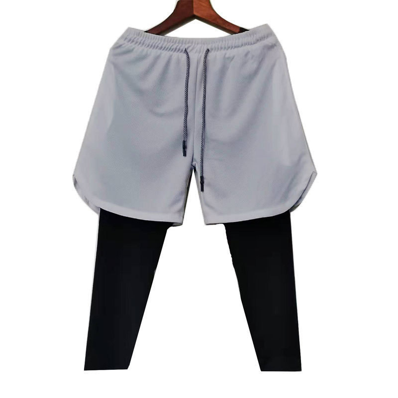 New men's sports fake two-piece trousers training fitness pants thin running overalls one piece drop shipping - Image 15