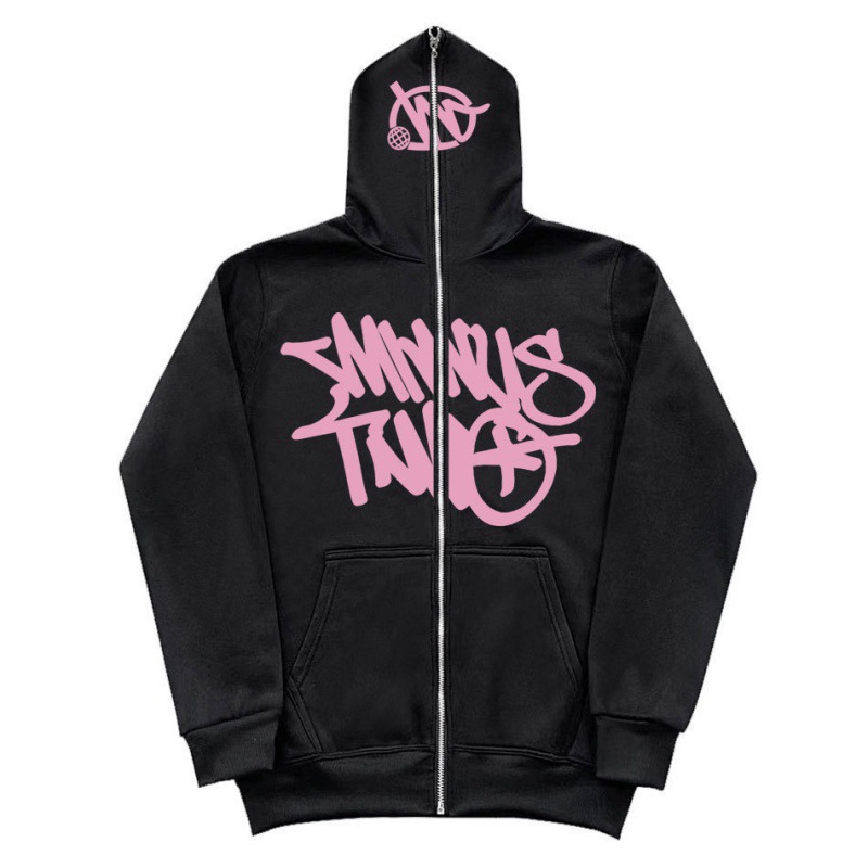 Y2K Unisex Fleece Hooded Sweatshirt Full Zip Plus Size Streetwear Stussy Tour Jacket - Image 19