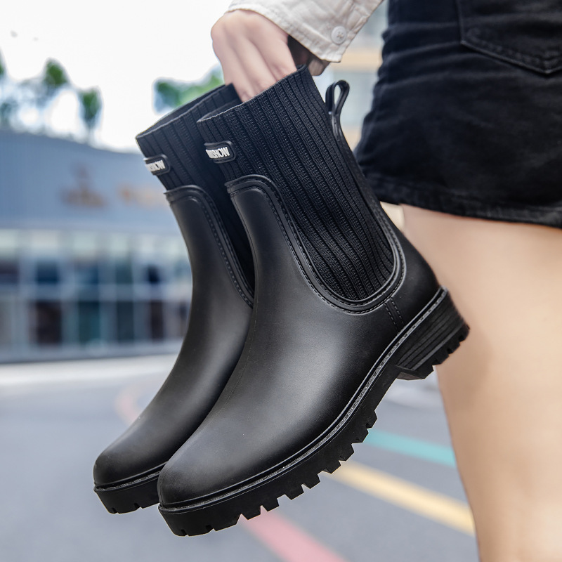 Cross-border rain boots women's waterproof rain boots women's outdoor new water shoes Japanese waterproof wear-resistant water shoes thick-soled rubber shoes women - Image 13