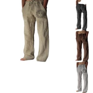 New men's trousers European and American Amazon drawstring elastic solid color loose casual pants printed ready stock for drop shipping