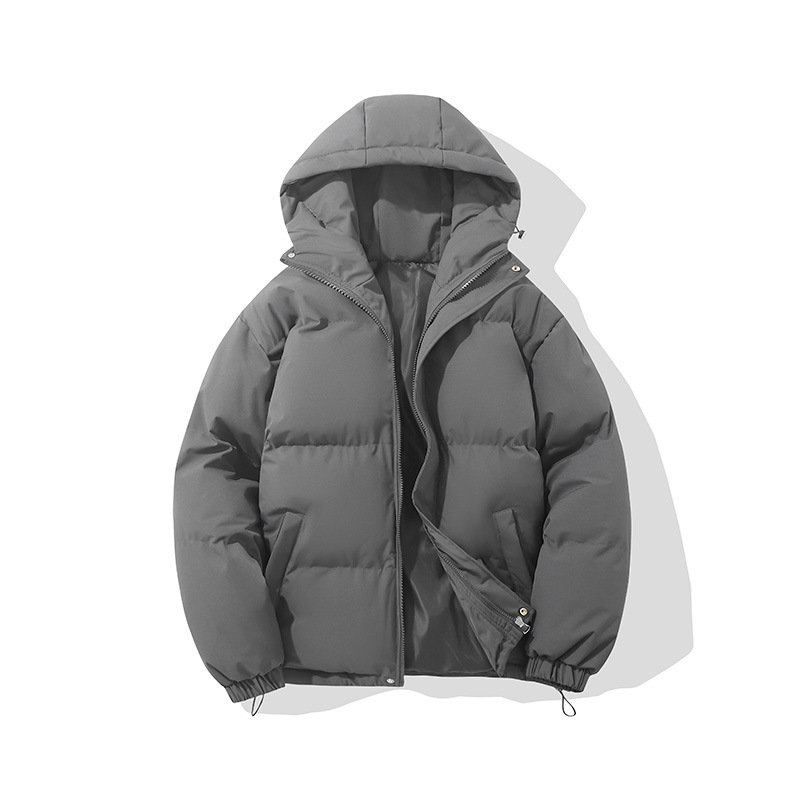 2025 new solid color hooded cotton coat for men and women winter couple Korean loose warm cotton coat casual bread cotton coat - Image 10