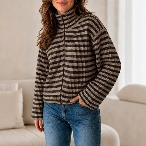 Expected to complete production on October 10th
2026 Autumn Fashion Cardigan, European and American Cross-border Fashion Commuter Business Casual Style Button-down Long-sleeved Knitted Outerwear - Image 3