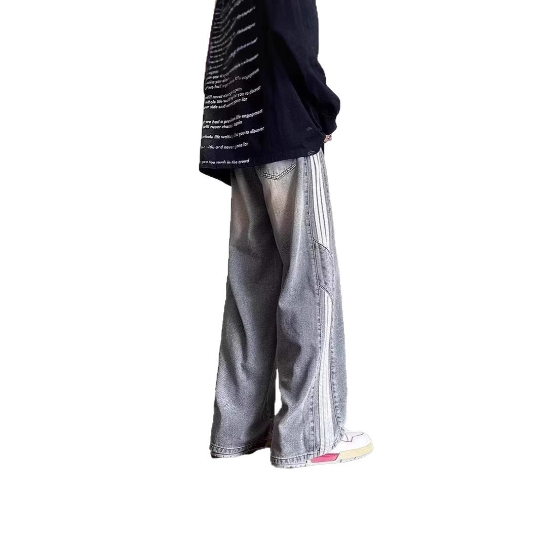 Men's spring and autumn new jeans men's Hong Kong trend brand loose casual wide-leg pants trendy men's pants men's clothing - Image 7