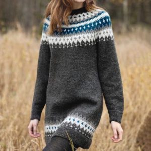 Women's Retro Jacquard Sweater Dress