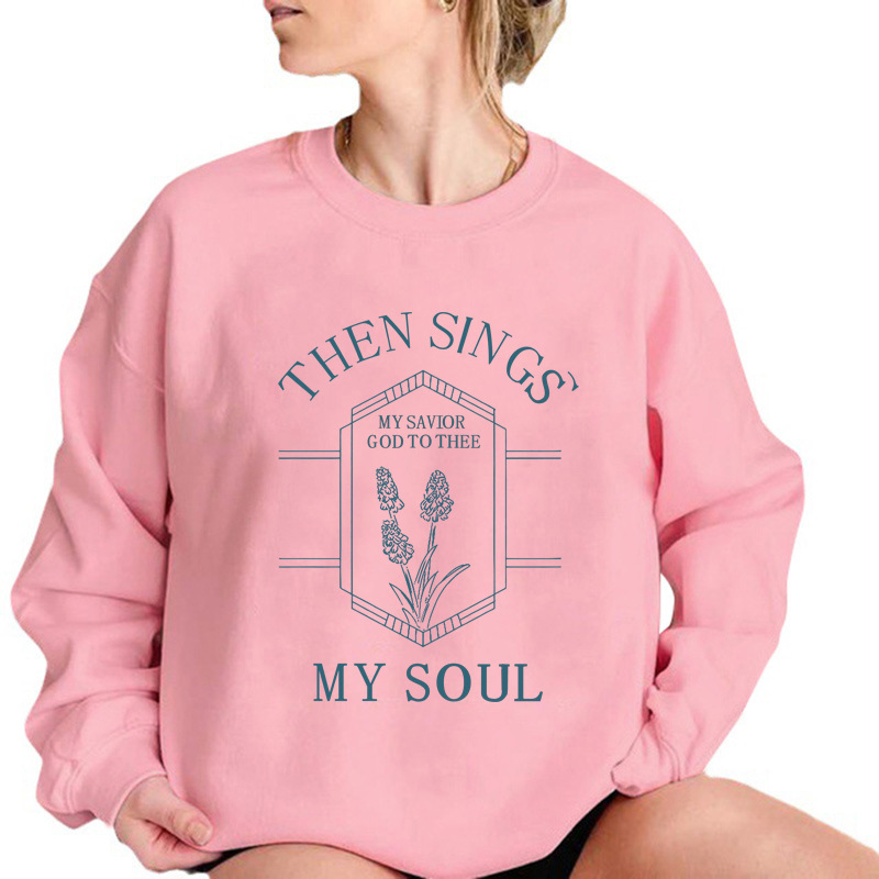Cross-border sweatshirt round neck printing European and American autumn and winter new loose and comfortable tops for women with letter patterns - Image 2