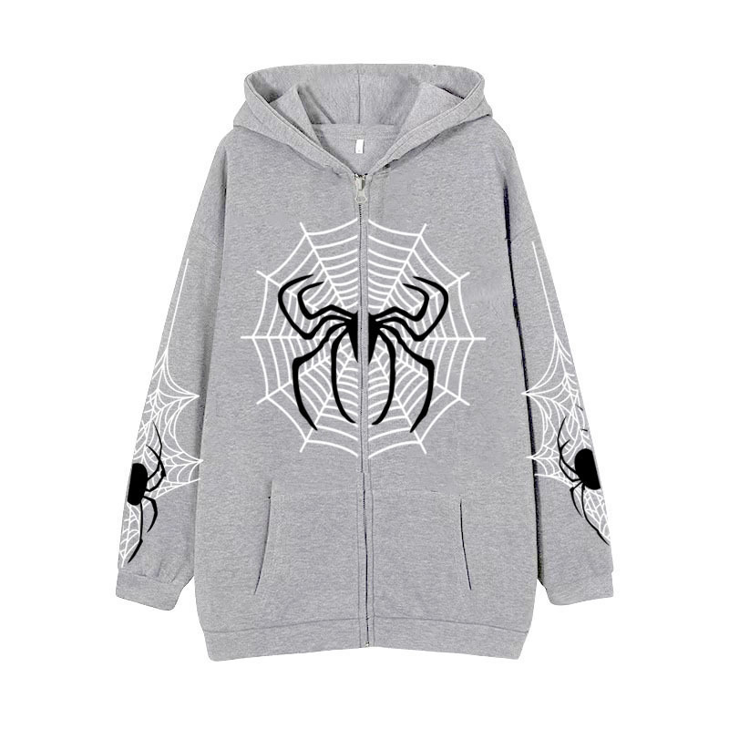 Cross-border youth spider web metal zipper sweatshirt street trend spring and autumn hoodie American retro casual jacket for men - Image 10