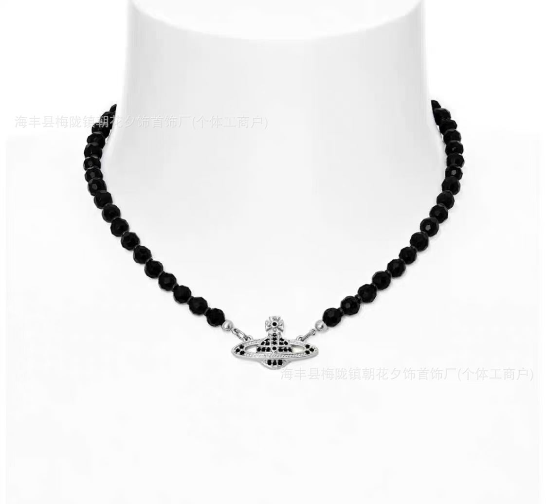 Classic Vivienne Westwood Saturn Pearl Necklace, High-End Version, Full Diamond Inlay, Swarovski Glass Pearl Chain, Women's Style, Nana's Style - Image 8