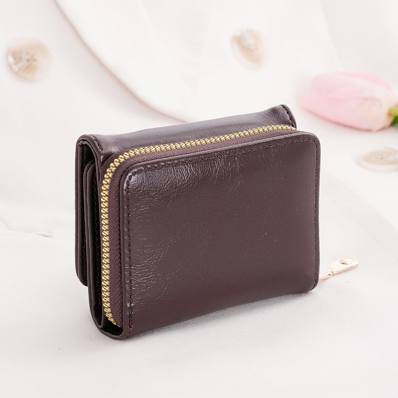 Credit card ID card cash wallet women's wallet small wallet short wallet card holder zipper wallet multi-layer trifold - Image 6