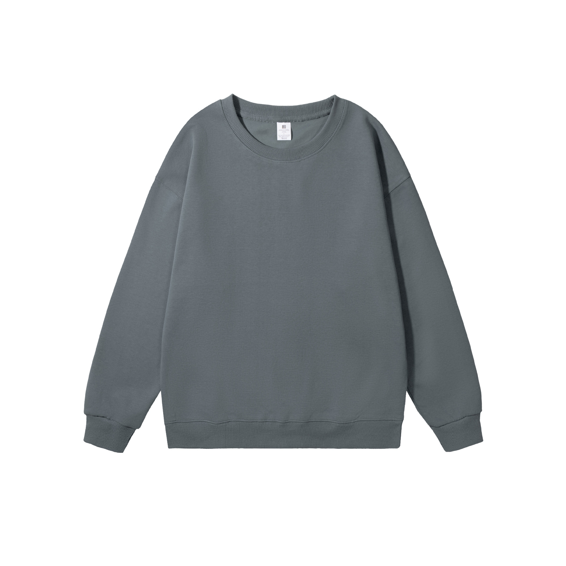 Cross-border European and American heavy loose solid color men's round neck blended cotton double-sided sweater women's Korean version of casual long sleeve couple - Image 9