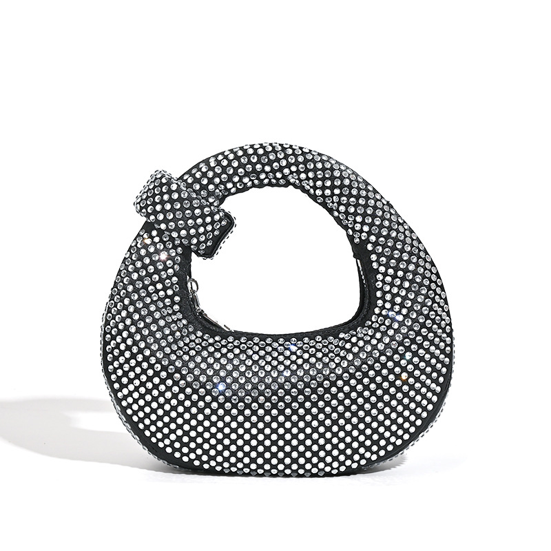 Niche design full diamond dumpling bag handbag female French lady evening bag casual all-match handbag rhinestone bag - Image 6