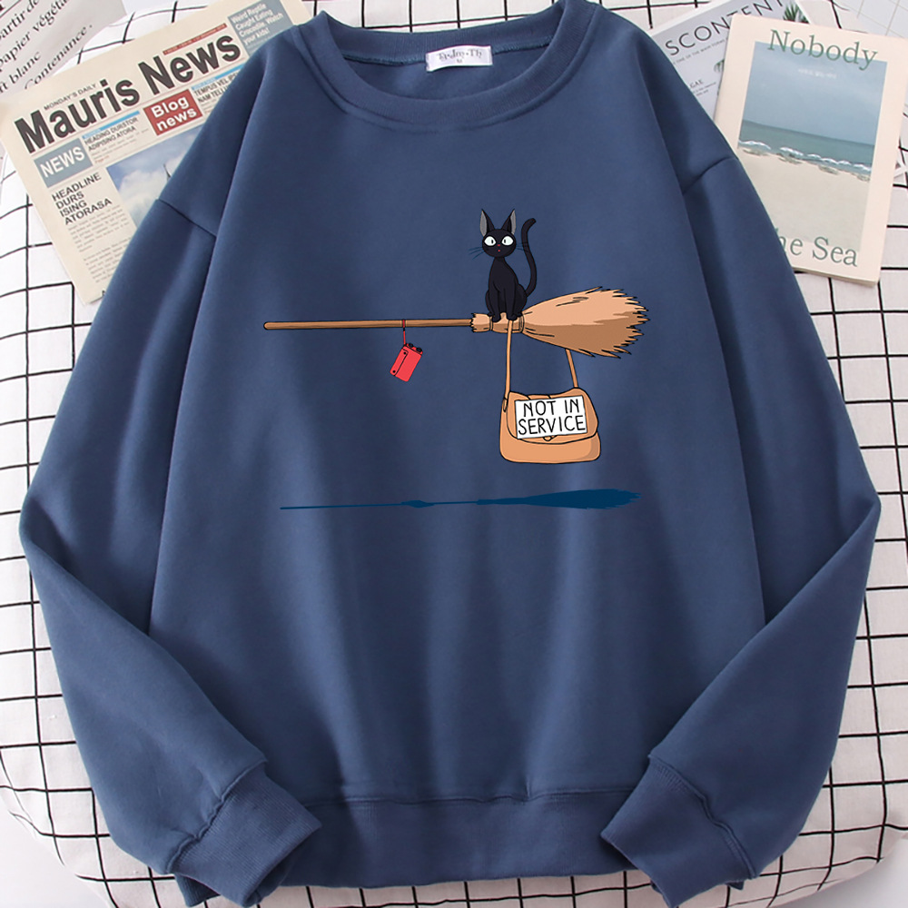 Cross-border autumn and winter girls' clothing cute witch broom kitten plus velvet round neck long-sleeved sweater loose casual jacket - Image 14