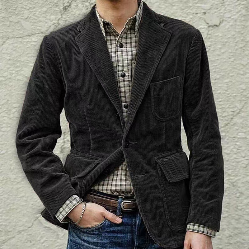 2024 Cross-border Trade, Wish, Amazon, AliExpress, Europe and America Foreign Trade Corduroy Suit Casual Jacket Men's Clothing - Image 2