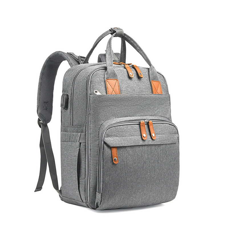 Foreign trade new extended baby bed mommy bag large capacity with diaper pad multi-layer mother and baby bag USB bed bag - Image 5