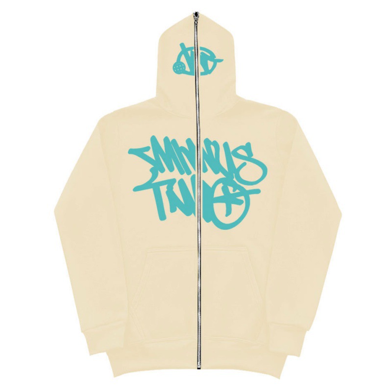 Y2K Unisex Fleece Hooded Sweatshirt Full Zip Plus Size Streetwear Stussy Tour Jacket - Image 16
