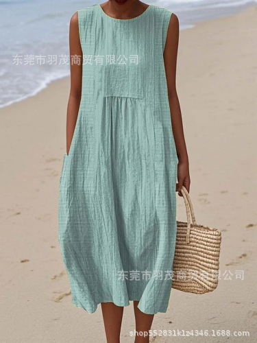 2025 European and American spring and summer new sleeveless casual printed temperament long skirt dress slim small fresh casual skirt - Image 32