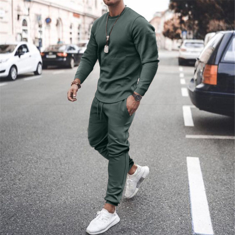 2021 Summer Cross-border European and American Independent Station Long Sleeve Casual Suit Two-piece Men's Trendy Multicolor - Image 8