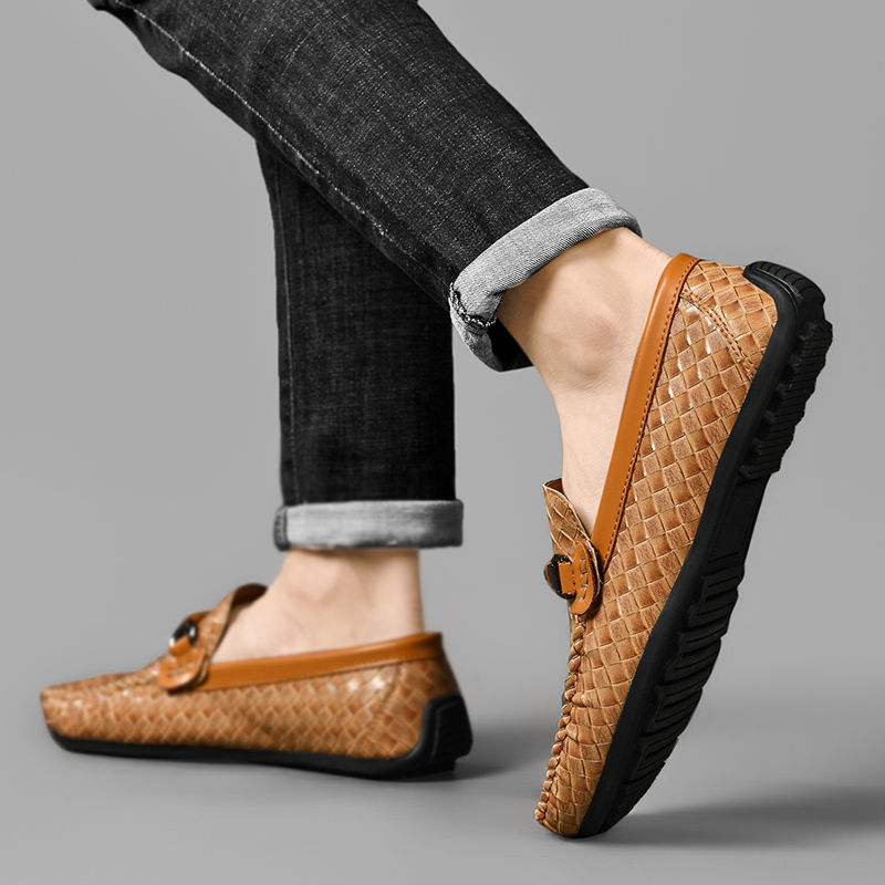 2023 new spring breathable non-slip beanie shoes for young men, casual leather shoes, lazy British fashion social guys - Image 9