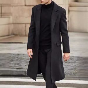 2019 Winter Fashion Double-Breasted Business Casual Mid-Length Men's Classic Wool Trench Coat with Lapel - In Stock, Trendy Overcoat