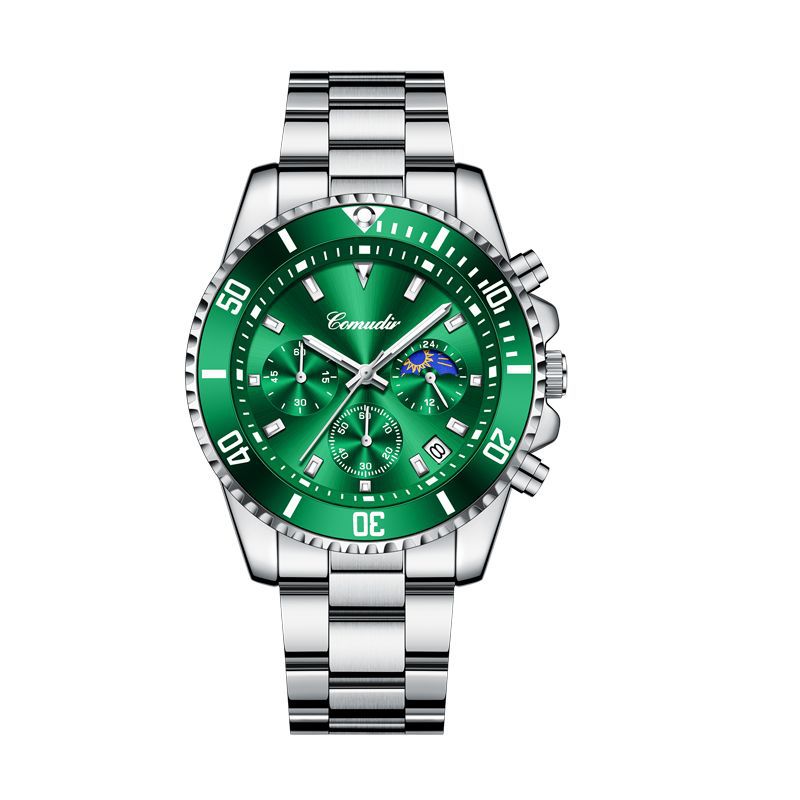 Cross-border foreign trade watch gift order real three-eyed men's green water ghost series luminous waterproof men's watch sports watch - Image 2
