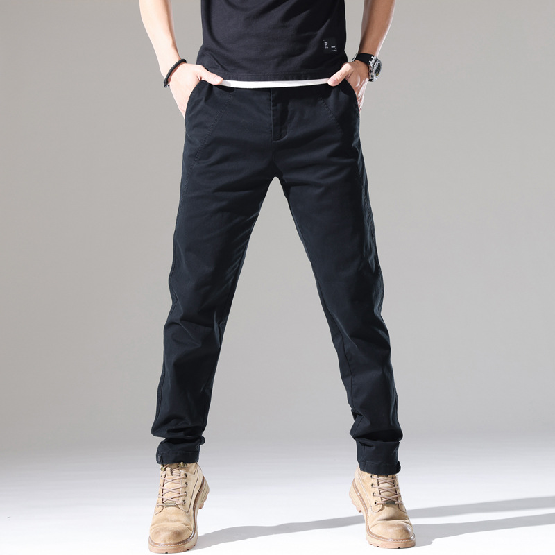 Trendy soft men's stretch casual pants for young men Korean style slim fit solid color versatile skinny long pants for men - Image 2