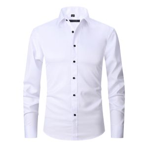 Four-sided elastic shirt spring and summer men's long-sleeved hot sale seamless ironing business casual white shirt cross-border hot sale