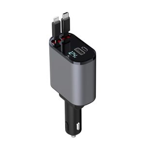 Metal car charger 100W super fast charging car cigarette lighter USB and TYPEC adapter factory direct sale