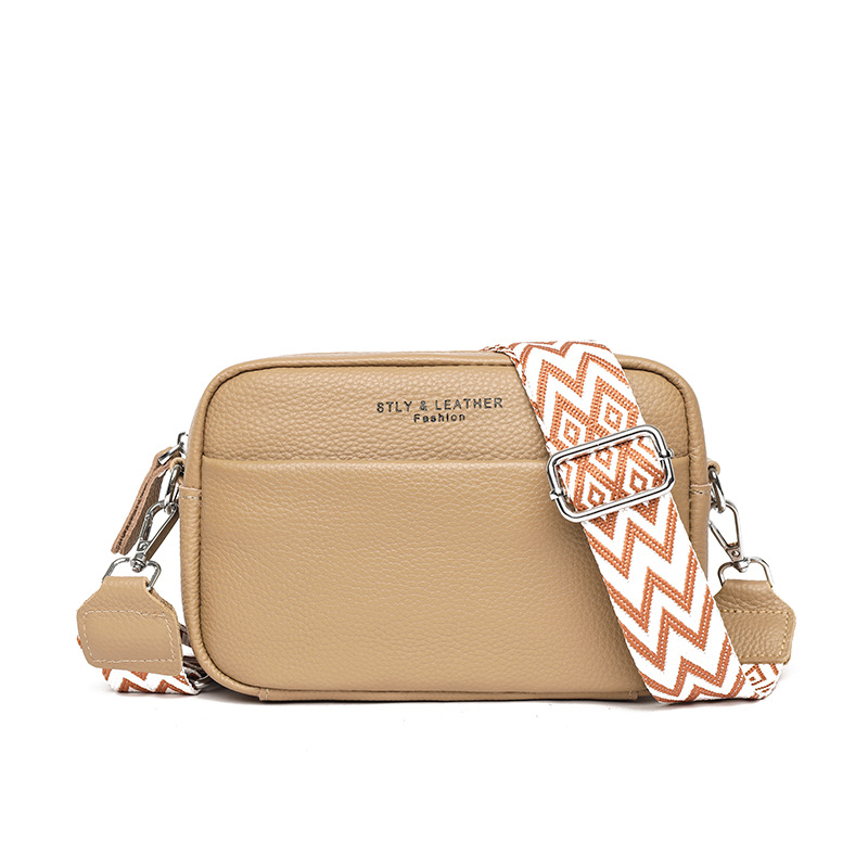 Cross-border leather women's bag wholesale 2023 new trendy fashion simple one-shoulder Messenger bag first layer cowhide small square bag - Image 9