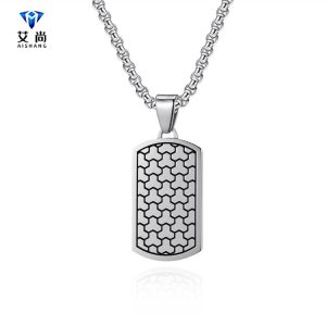 Original new stainless steel soccer ball textured tag pendant, titanium steel men's trendy hip-hop style necklace jewelry
