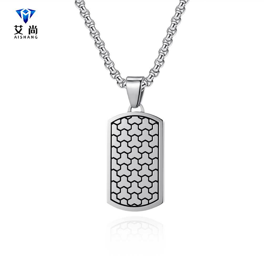 Original new stainless steel soccer ball textured tag pendant, titanium steel men's trendy hip-hop style necklace jewelry