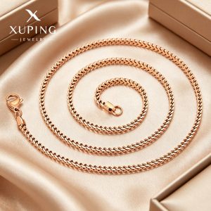 Xuping Jewelry Stainless Steel 18k Color Retro Style Plain Chain with Chain, Simple Lobster Clasp, European and American Cross-border Necklace Wholesale