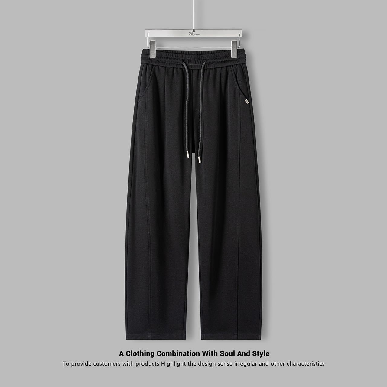 2026 Spring Youth Men's Curved Wide-Leg Casual Pants, Yunrou Trendy Brand, Simple Loose-Fitting Sports Pants, 280g - Image 3