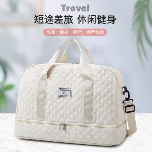 Large-capacity sports bag, cross-border tote gym bag, independent shoe compartment, short-distance travel bag with wet and dry separation.