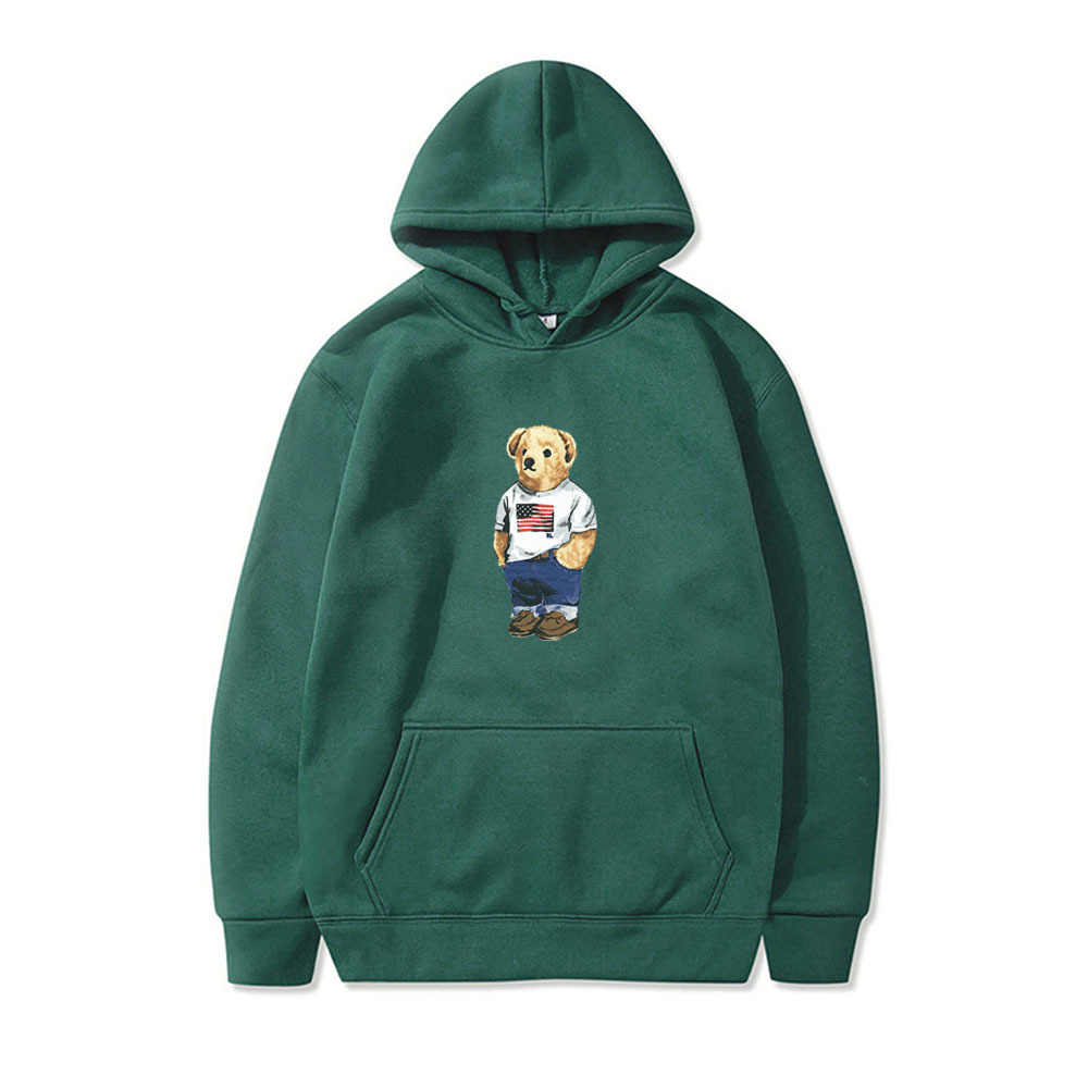 Bear print spring and autumn 2021 thickening new leisure sports hooded long-sleeved sweater AliExpress - Image 18