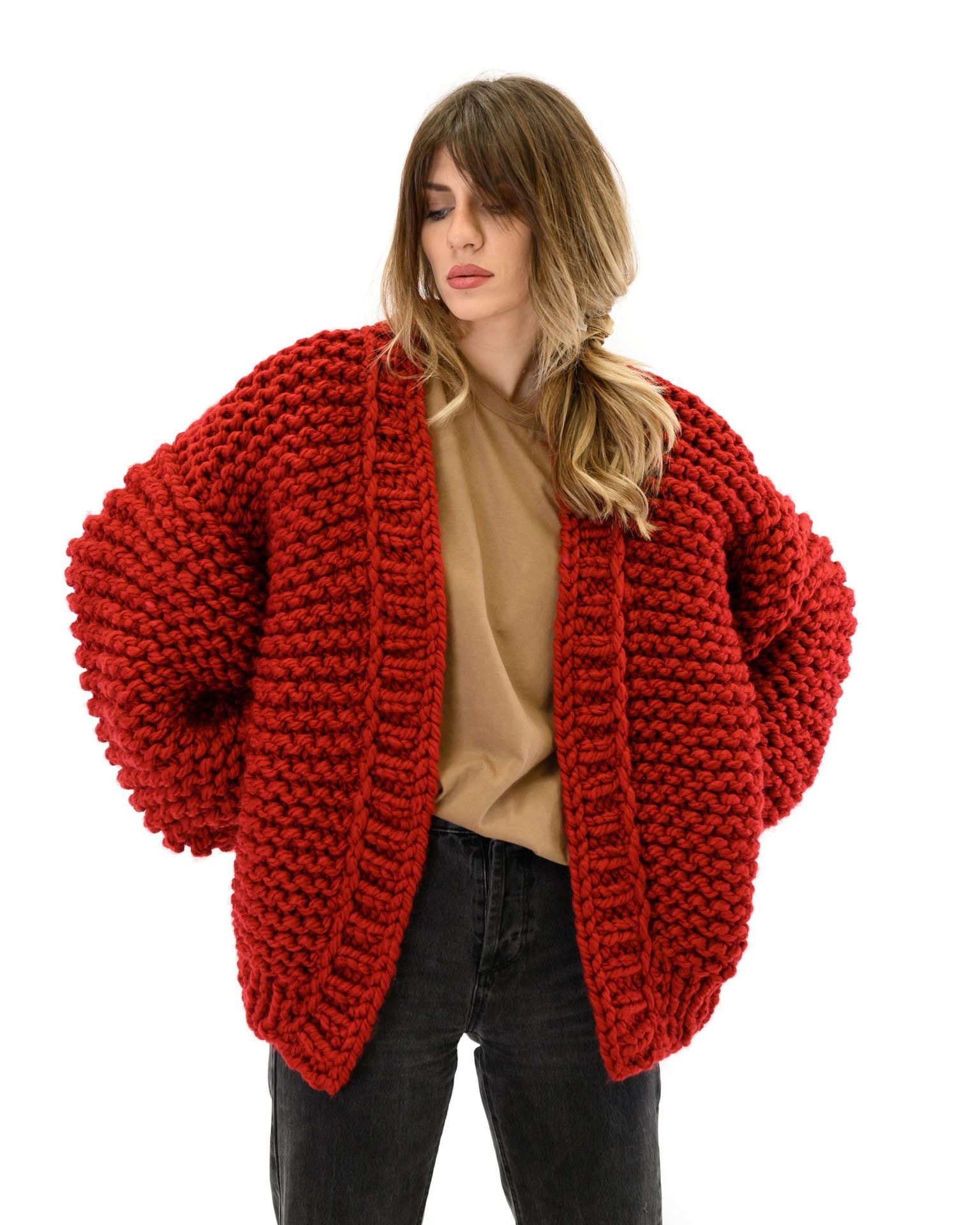 In stock, autumn/winter hand-knitted, relaxed-fit coat from Amazon, a popular cross-border e-commerce sweater among European and American bloggers. - Image 4