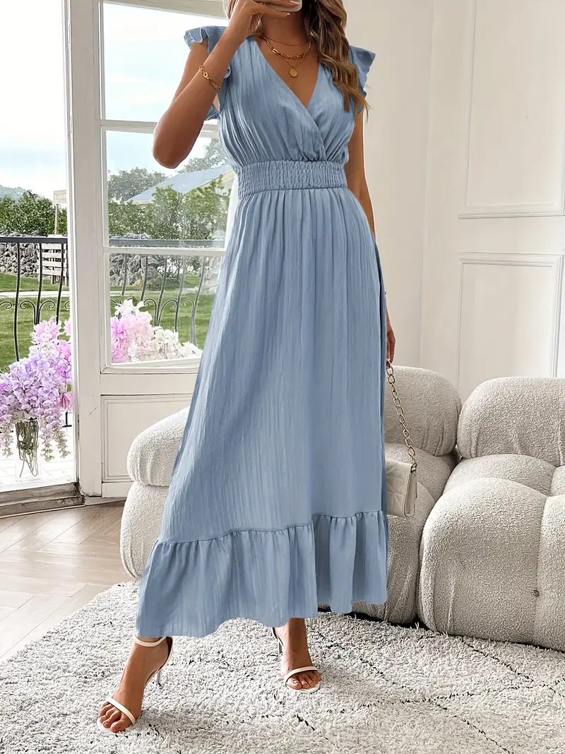 2025 European and American cross-border e-commerce best-selling new women's long summer short-sleeved dress, independent website. - Image 9