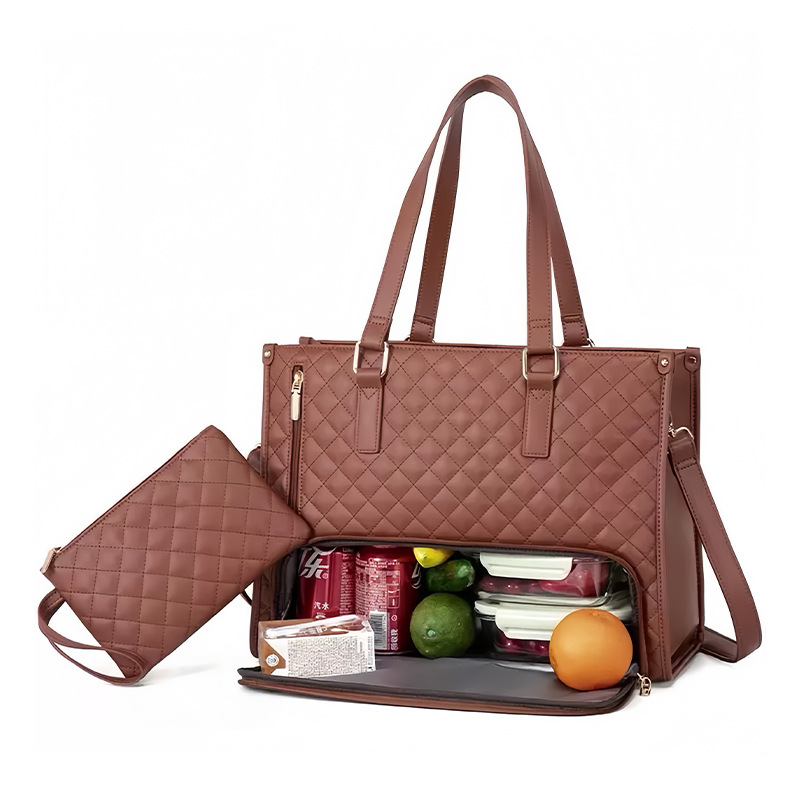 Spot new product 2 in 1 handbag lunch bag combination bag large handbag insulated lunch box female crossbody computer bag - Image 9