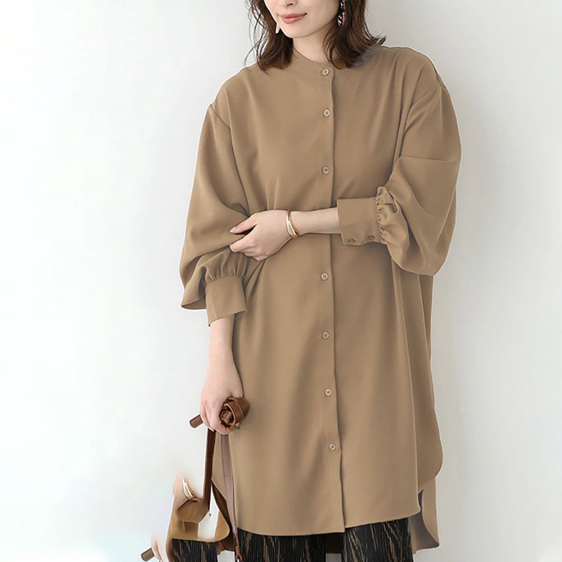Japan Rakuten new products women's long-sleeved shirts women's loose mid-length shirt dress Amazon foreign trade - Image 6