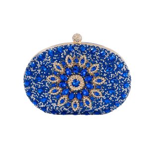 Cross-border sunflower diamond evening bag European and American hand held evening bag rhinestone oval ladies dress bag banquet bag