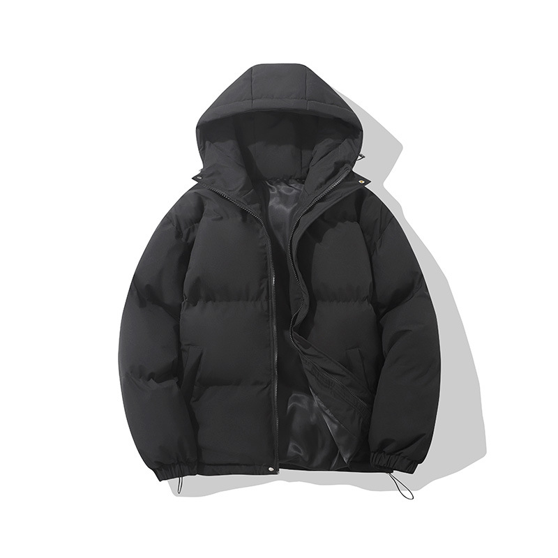 2025 new solid color hooded cotton coat for men and women winter couple Korean loose warm cotton coat casual bread cotton coat - Image 2